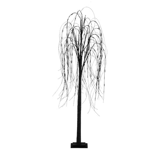 6ft. Orange & Purple LED Pre-Lit Halloween Black Willow Artificial Fall Tree